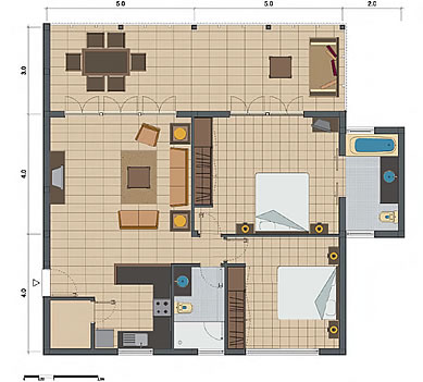 Ocean Breeze Two Bedroom Apartment Floor Plan